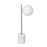 Minimalist White Sphere Shade Marble Base Table Lamp Image - 5