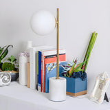 Minimalist White Sphere Shade Marble Base Table Lamp Image - 9