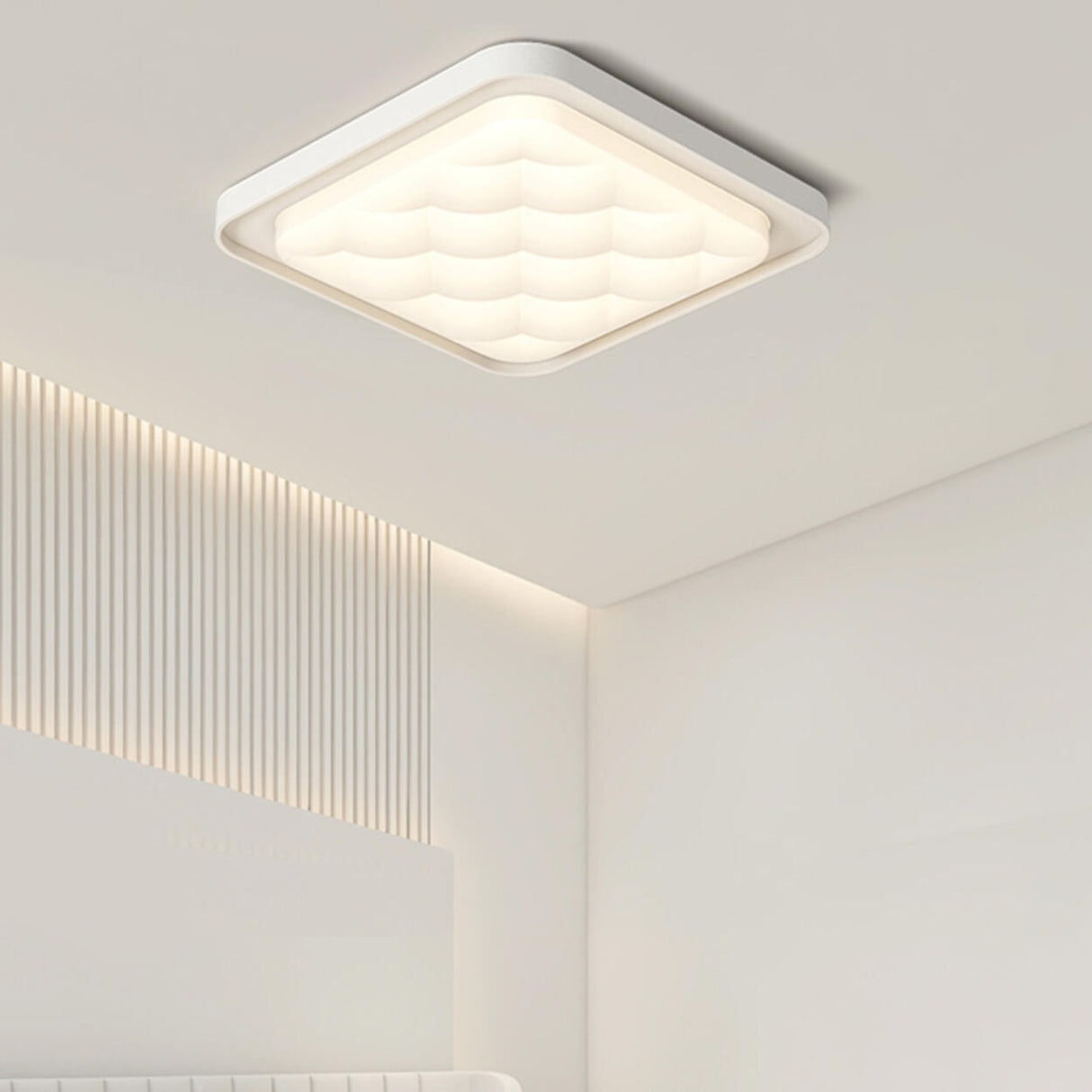 Minimalist White Square LED Flush Mount Ceiling Light Image - 1