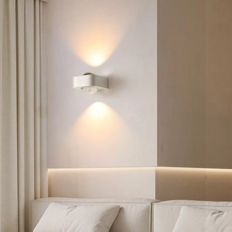 Minimalist White Square LED Up Down Wall Sconce Image - 2