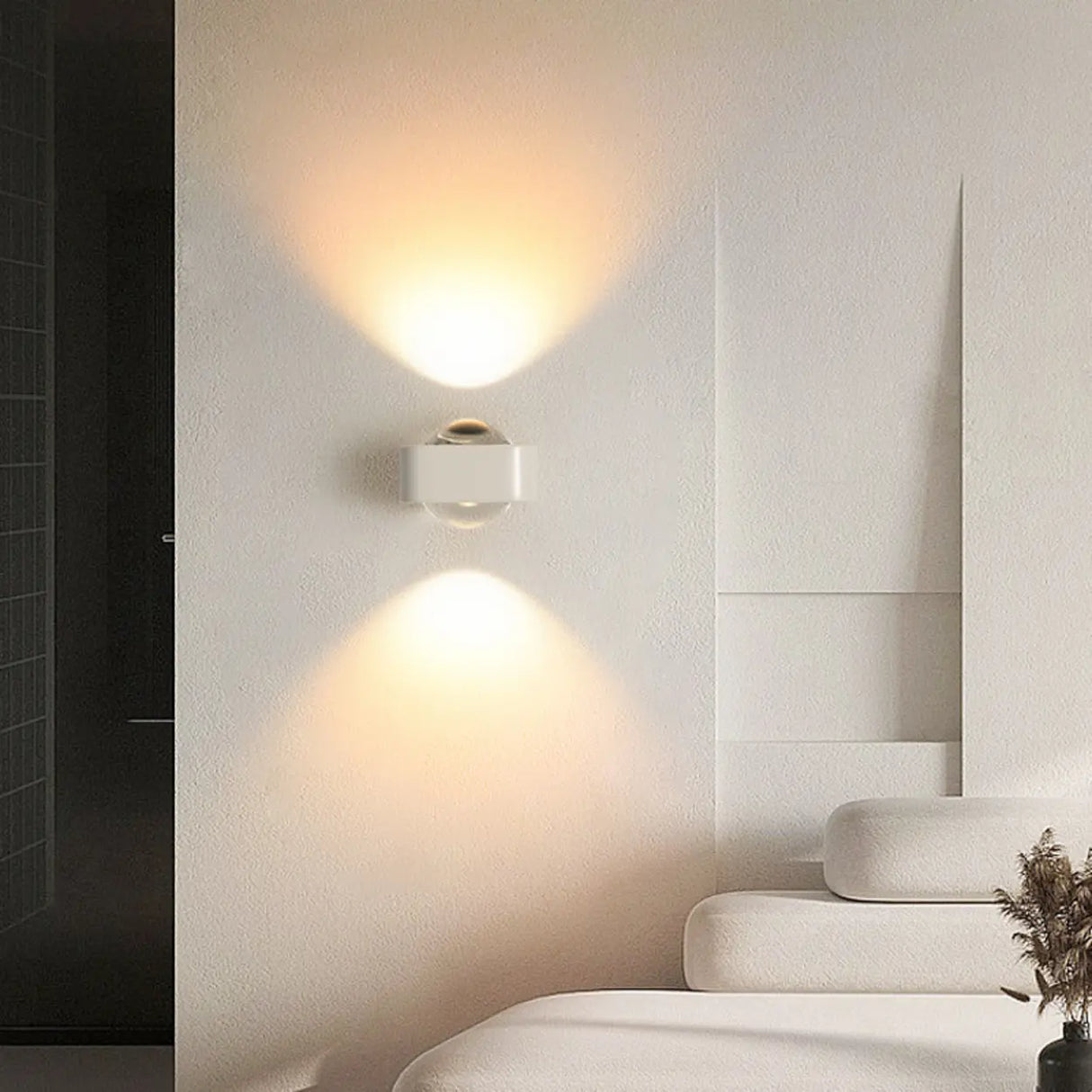 Minimalist White Square LED Up Down Wall Sconce Image - 3