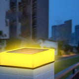 Minimalist White Square Solar Outdoor LED Post Lamp Image - 8