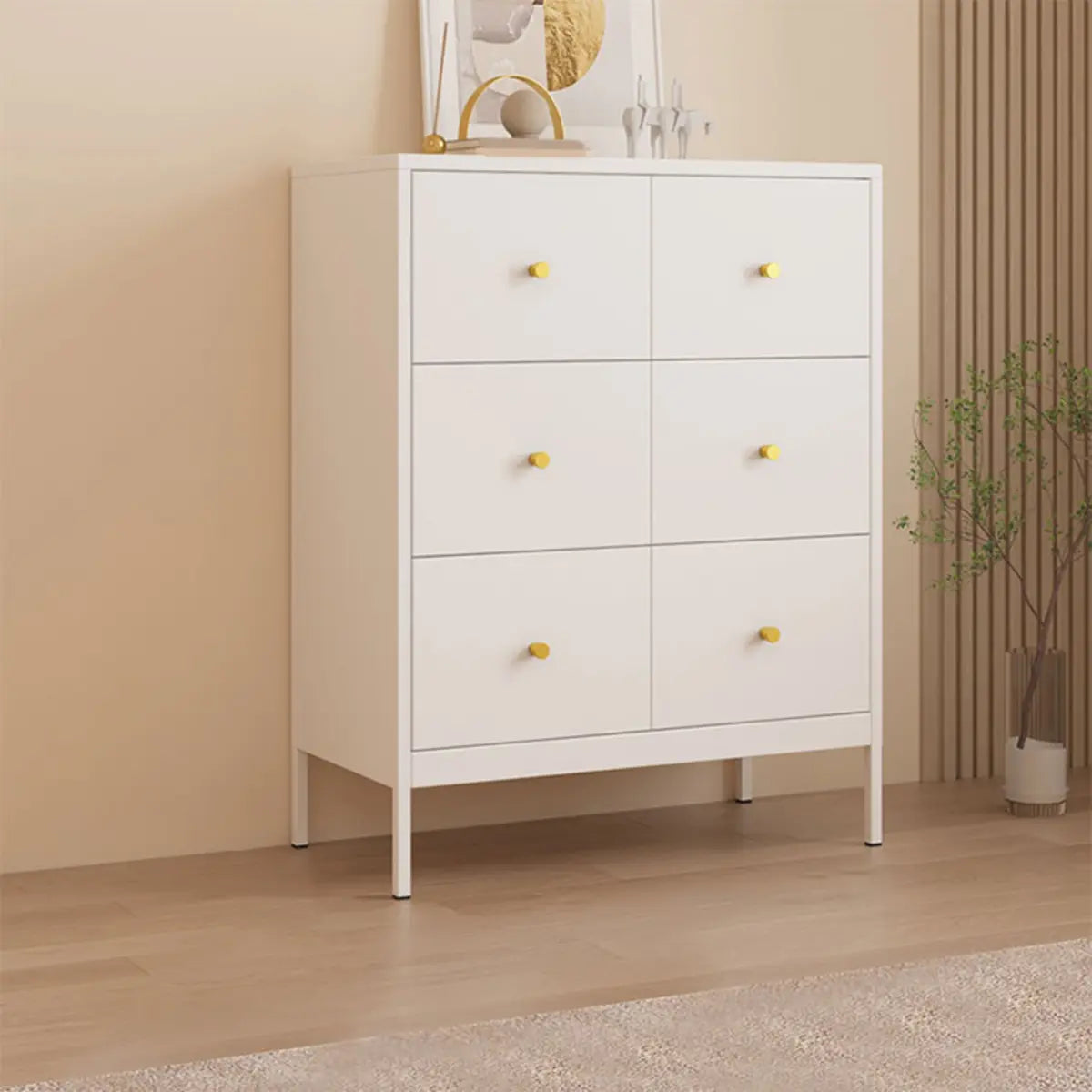 Minimalist White Steel Storage Vertical Drawers Dressers Image - 11