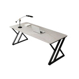 Minimalist White Stone Rectangle Metal Sled Gaming Desk Image - 5