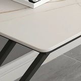 Minimalist White Stone Rectangle Metal Sled Gaming Desk Image - 7