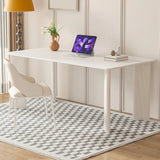 Minimalist White Stone Rectangular Computer Desk Image - 1