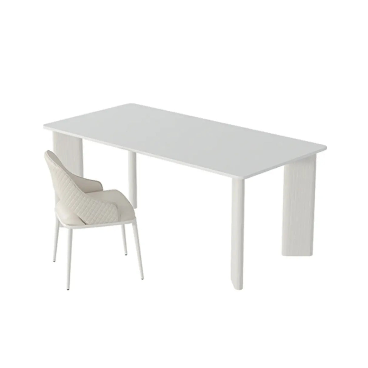 Minimalist White Stone Rectangular Computer Desk Image - 10