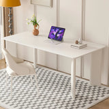 Minimalist White Stone Rectangular Computer Desk Image - 12