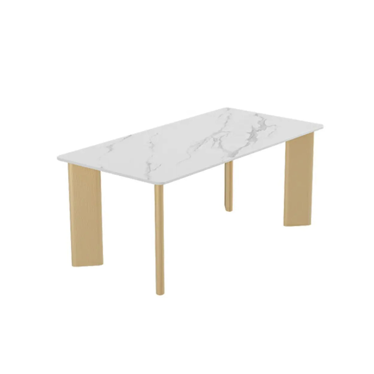 Minimalist White Stone Rectangular Computer Desk Image - 5