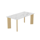 Minimalist White Stone Rectangular Computer Desk Image - 5