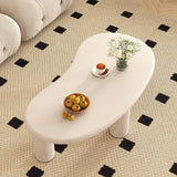 Minimalist White Wood Free Form Three Legs Coffee Table Image - 1