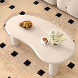 Minimalist White Wood Free Form Three Legs Coffee Table Image - 2