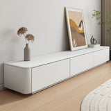 Minimalist White Wooden Long TV Stand with Drawers Image - 5