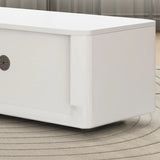 Minimalist White Wooden Long TV Stand with Drawers Image - 7