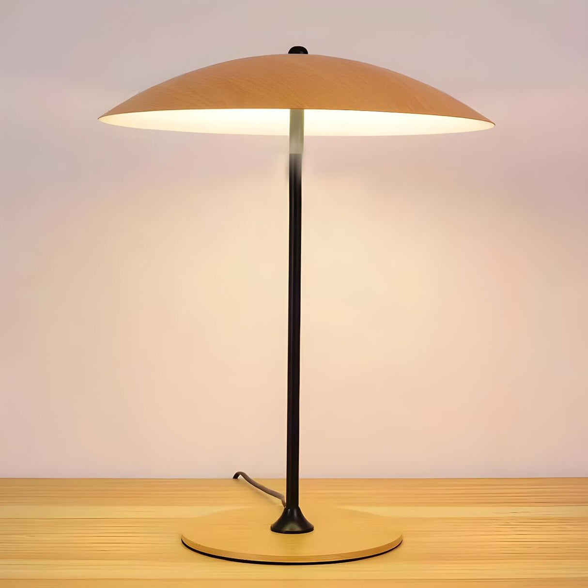 Minimalist Wide Umbrella Shade Metal Bedroom Table Lamp Image - 11