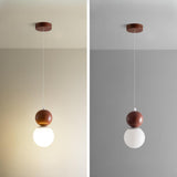 Minimalist Wood Globe Sphere Pendant Light Flexible Length Image - 10