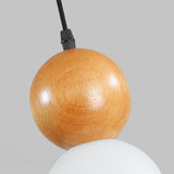 Minimalist Wood Globe Sphere Pendant Light Flexible Length Image - 11