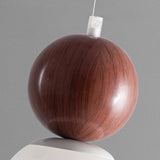 Minimalist Wood Globe Sphere Pendant Light Flexible Length Image - 13