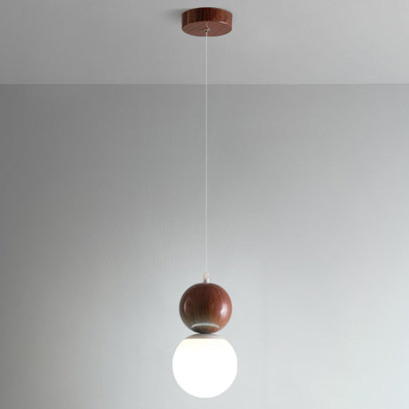 Minimalist Wood Globe Sphere Pendant Light Flexible Length Image - 2