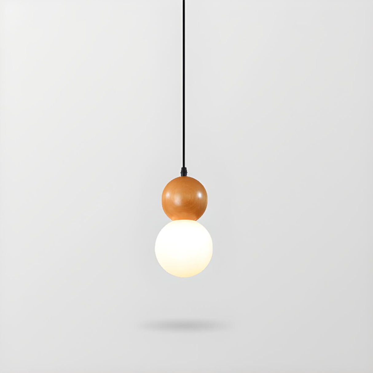 Minimalist Wood Globe Sphere Pendant Light Flexible Length Image - 7