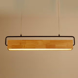 Minimalist Wood Rectangular Dining Room Pendant Light Image - 10