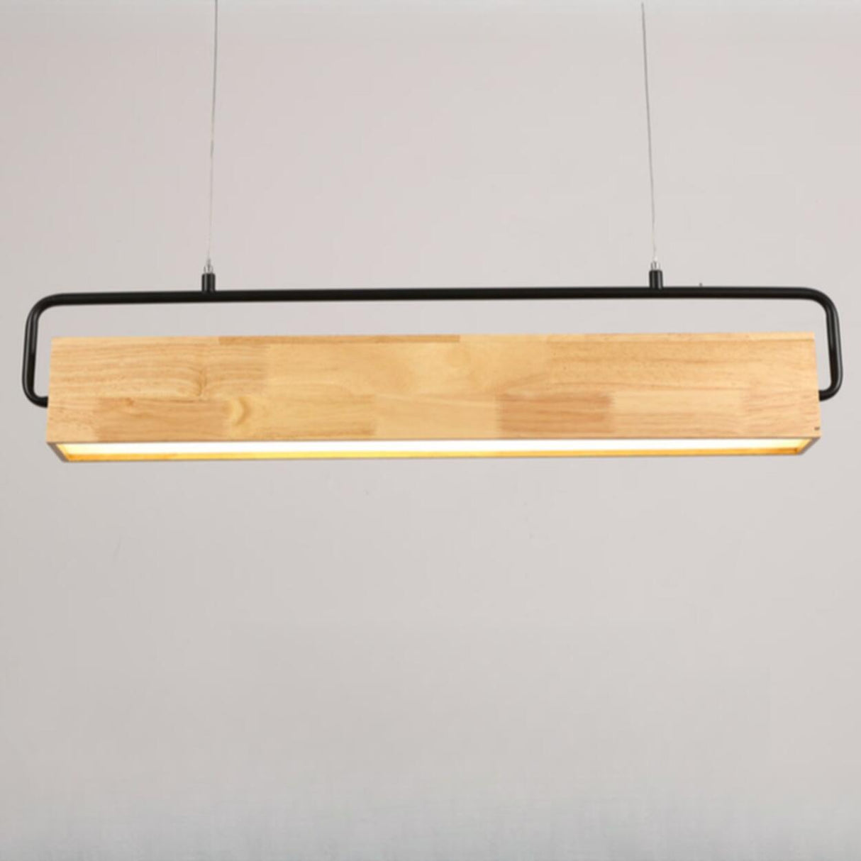 Minimalist Wood Rectangular Dining Room Pendant Light Image - 11