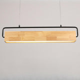 Minimalist Wood Rectangular Dining Room Pendant Light Image - 11