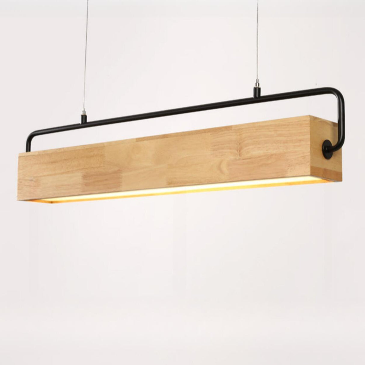 Minimalist Wood Rectangular Dining Room Pendant Light Image - 12