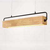 Minimalist Wood Rectangular Dining Room Pendant Light Image - 12