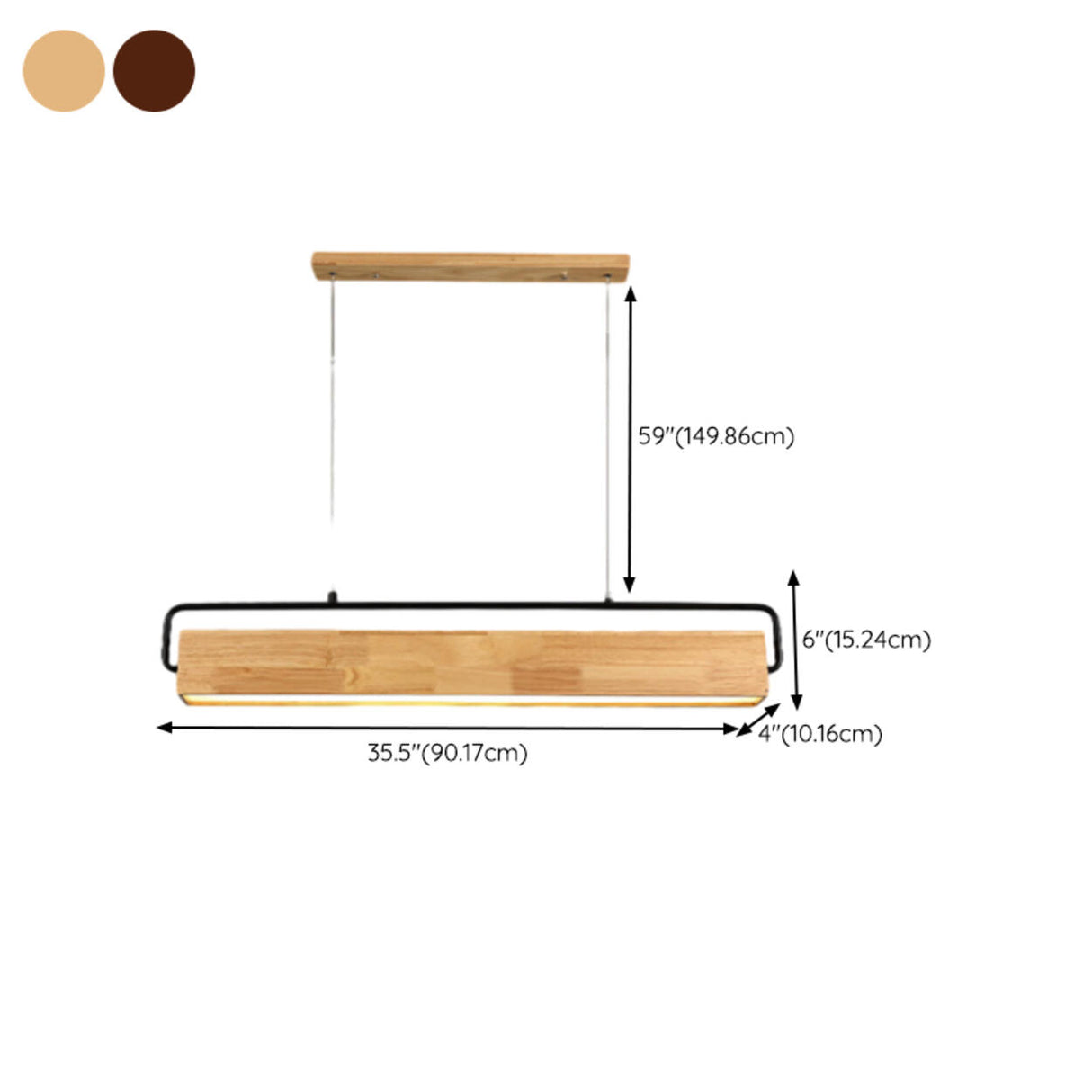 Minimalist Wood Rectangular Dining Room Pendant Light Image - 17