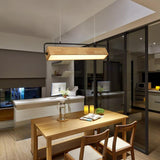 Minimalist Wood Rectangular Dining Room Pendant Light Image - 3