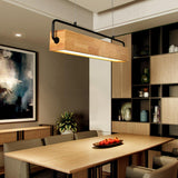 Minimalist Wood Rectangular Dining Room Pendant Light Image - 4