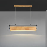 Minimalist Wood Rectangular Dining Room Pendant Light Image - 7