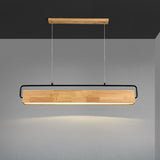 Minimalist Wood Rectangular Dining Room Pendant Light Image - 8