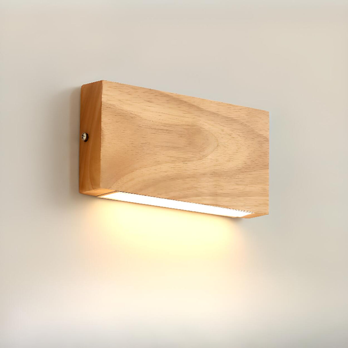 Minimalist Wood Square Up Down LED Wall Sconce Image - 2