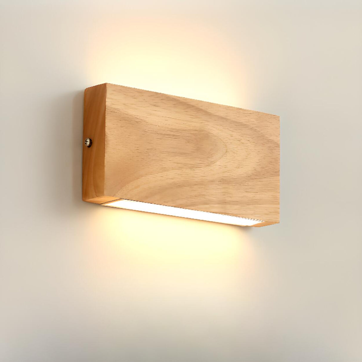 Minimalist Wood Square Up Down LED Wall Sconce Image - 3