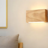 Minimalist Wood Square Up Down LED Wall Sconce Image - 4