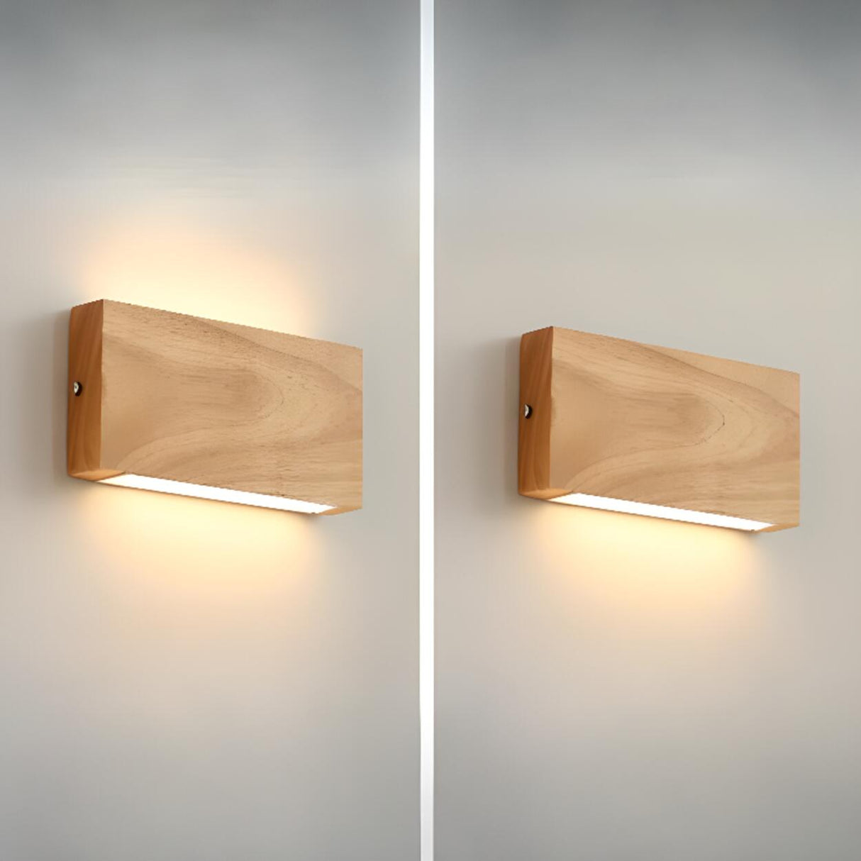 Minimalist Wood Square Up Down LED Wall Sconce Image - 8