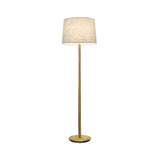 Minimalist Wood White Fabric Barrel Bedroom Floor Lamp Image - 4