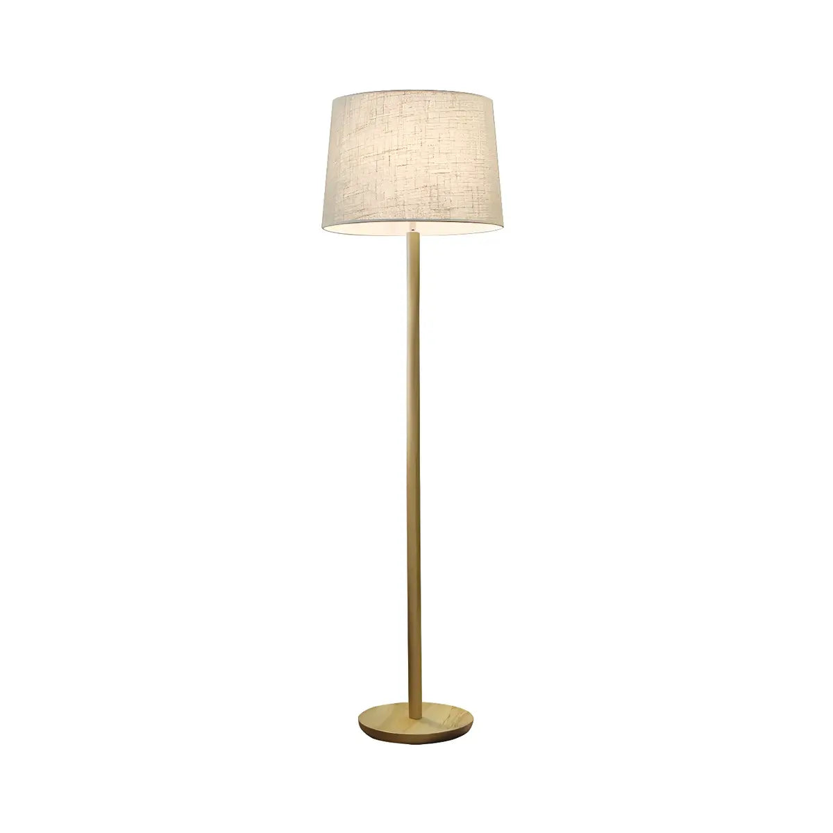 Minimalist Wood White Fabric Barrel Bedroom Floor Lamp Image - 4