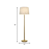 Minimalist Wood White Fabric Barrel Bedroom Floor Lamp #size