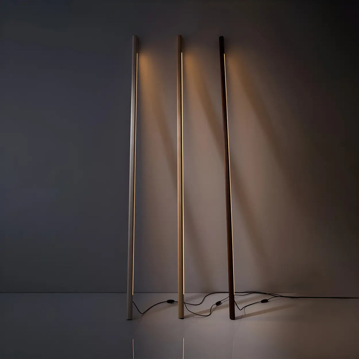 Minimalist Wooden and Acrylic Linear LED Floor Light Image - 3