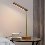 Minimalist Wooden Linear Adjustable LED Table Lamp Image - 3