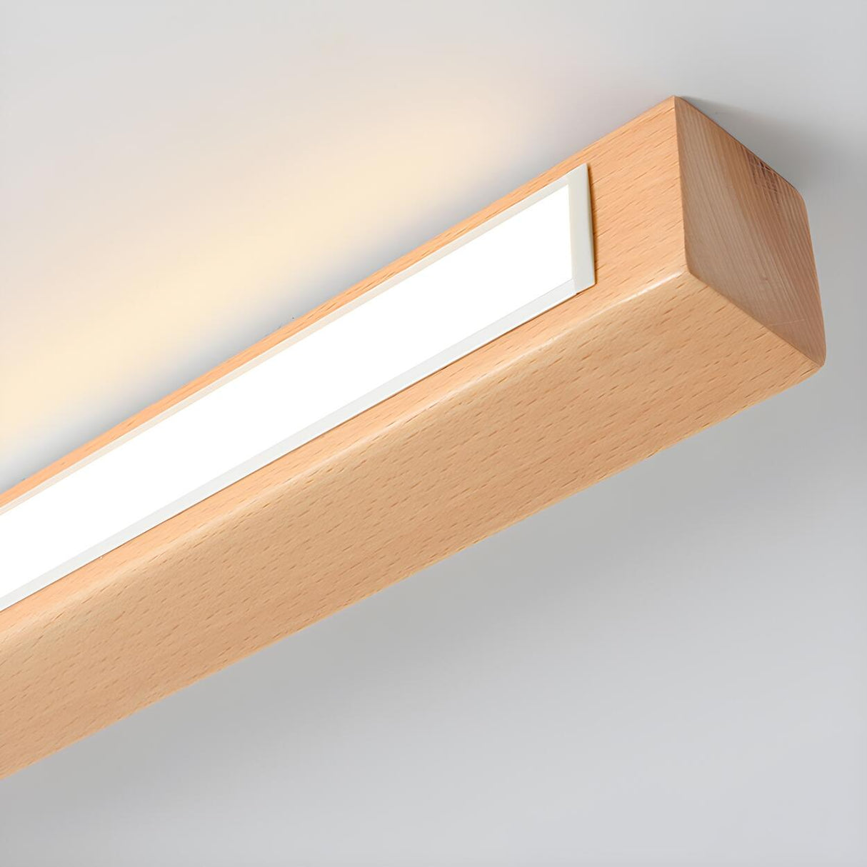 Minimalist Wooden Linear LED Flush Mount Ceiling Light Image - 11