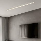 Minimalist Wooden Linear LED Flush Mount Ceiling Light Image - 12