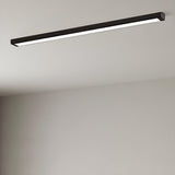 Minimalist Wooden Linear LED Flush Mount Ceiling Light Image - 13