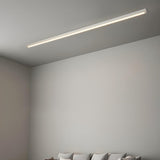 Minimalist Wooden Linear LED Flush Mount Ceiling Light Image - 2