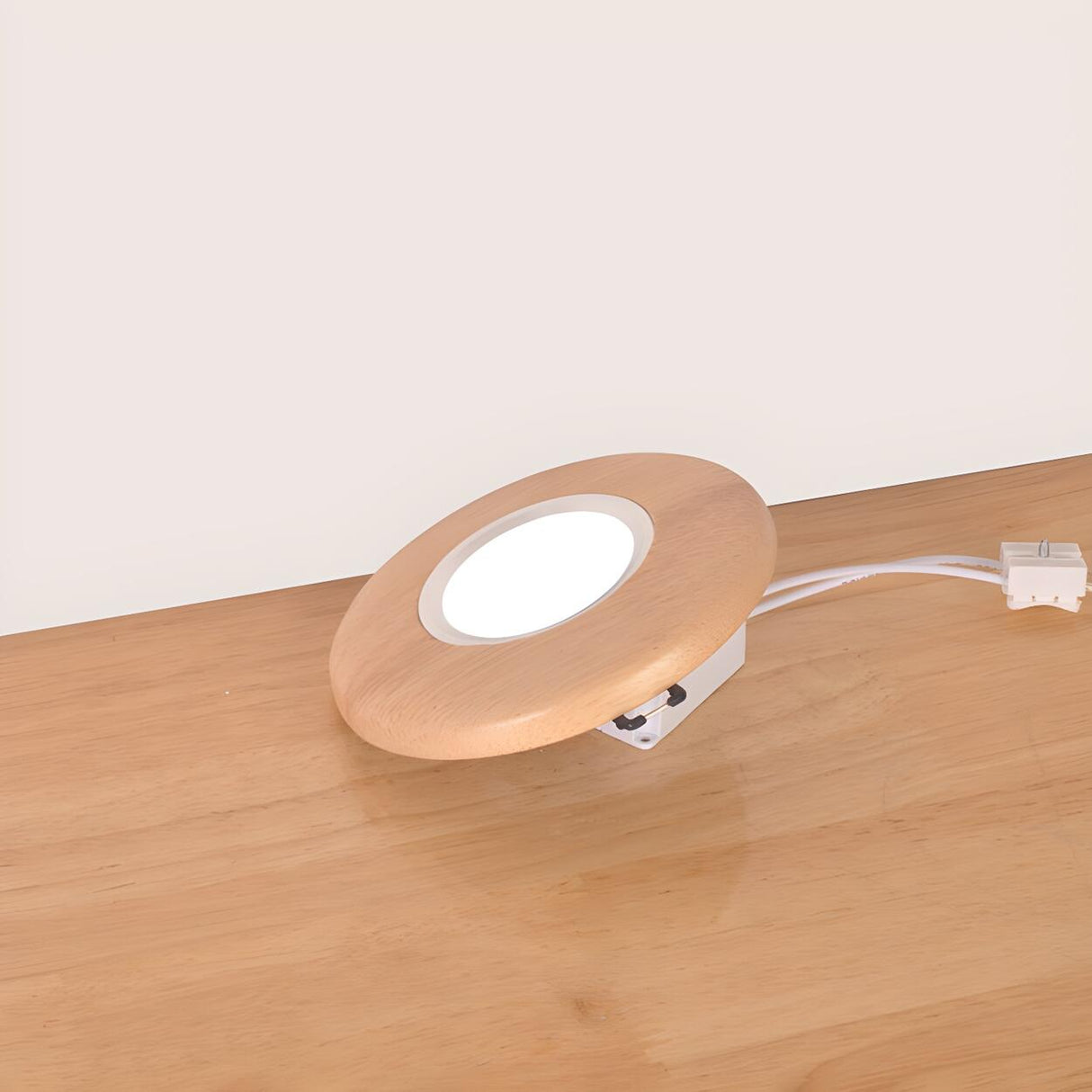 Minimalist Wooden Plate LED Flush Mount Ceiling Light Image - 2