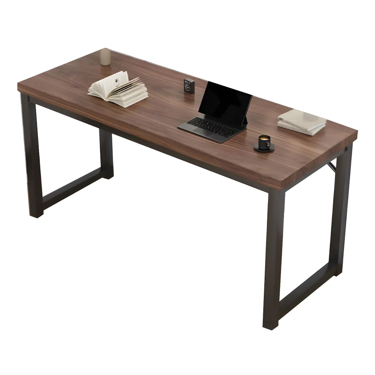 Minimalist Wooden Rectangle Sled Double Writing Desk Image - 10