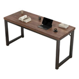 Minimalist Wooden Rectangle Sled Double Writing Desk Image - 10